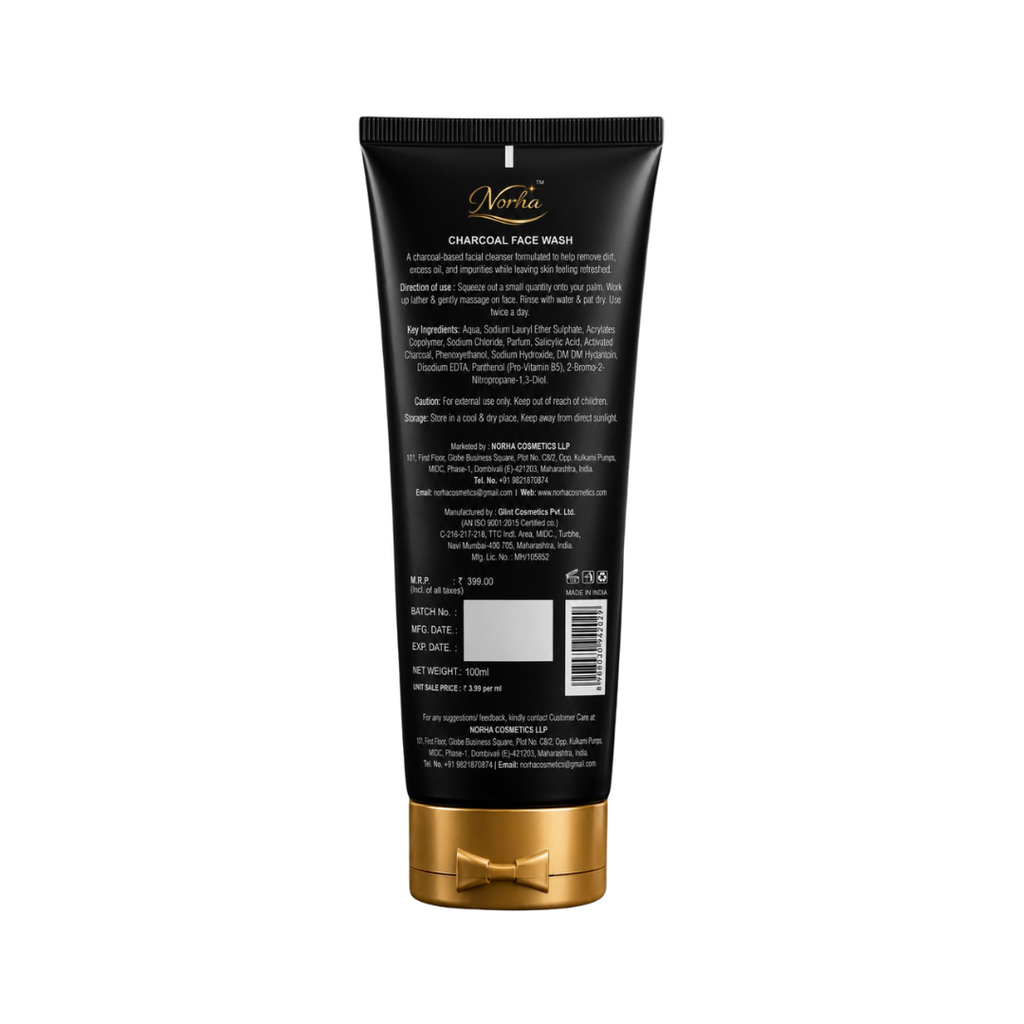 Norha Charcoal Face Wash – 100ml | Gentle Daily Cleanser