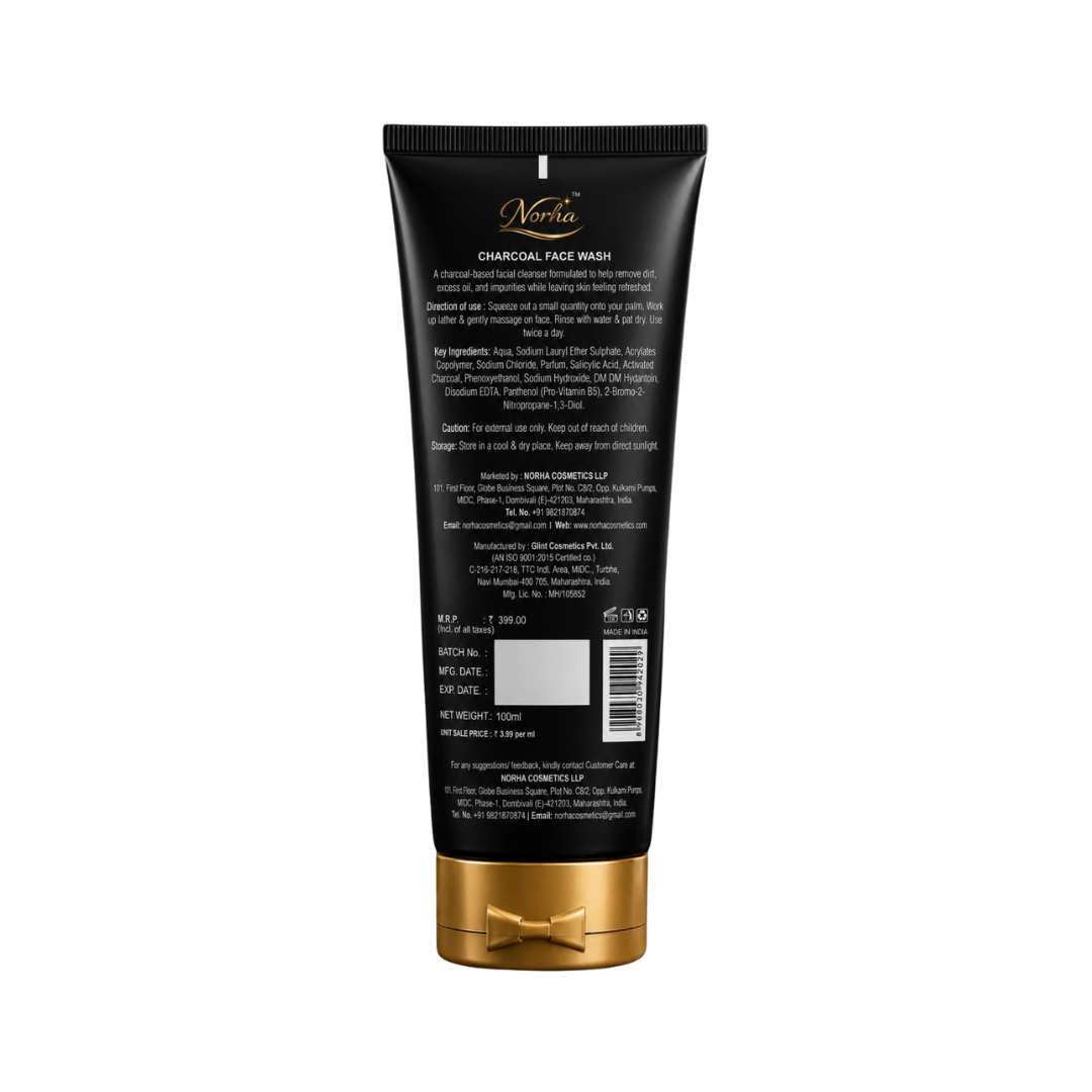 Norha Charcoal Face Wash – 100ml | Gentle Daily Cleanser