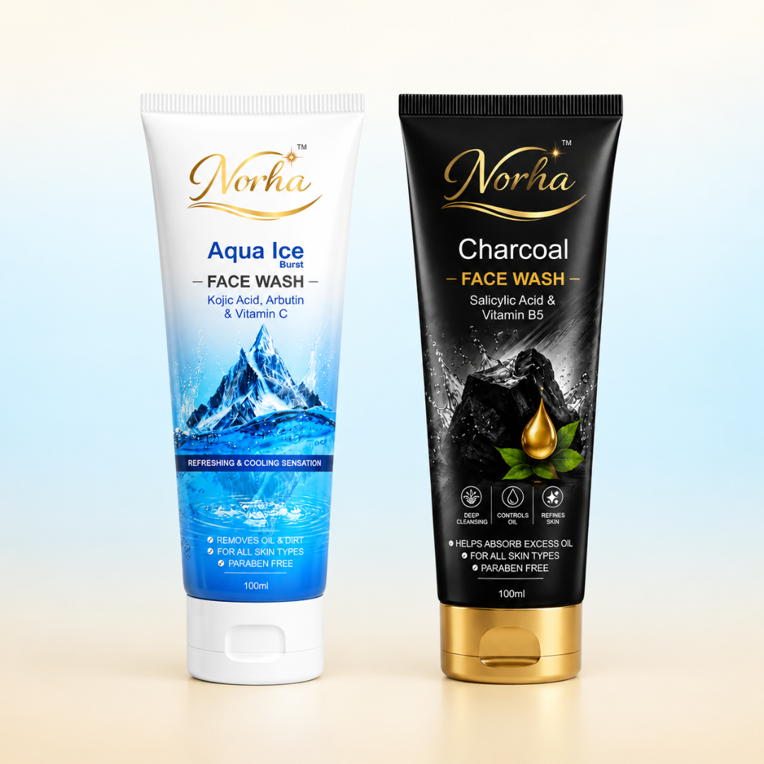 Norha Aqua Ice + Charcoal Face Wash Combo – Pack of 2
