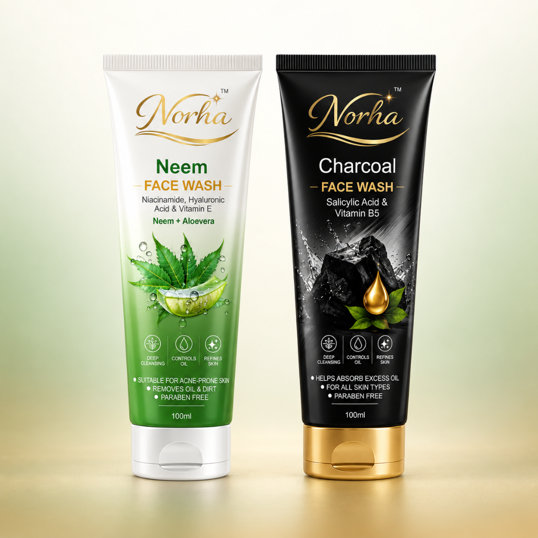 Norha Neem + Charcoal Face Wash Combo – Pack of 2