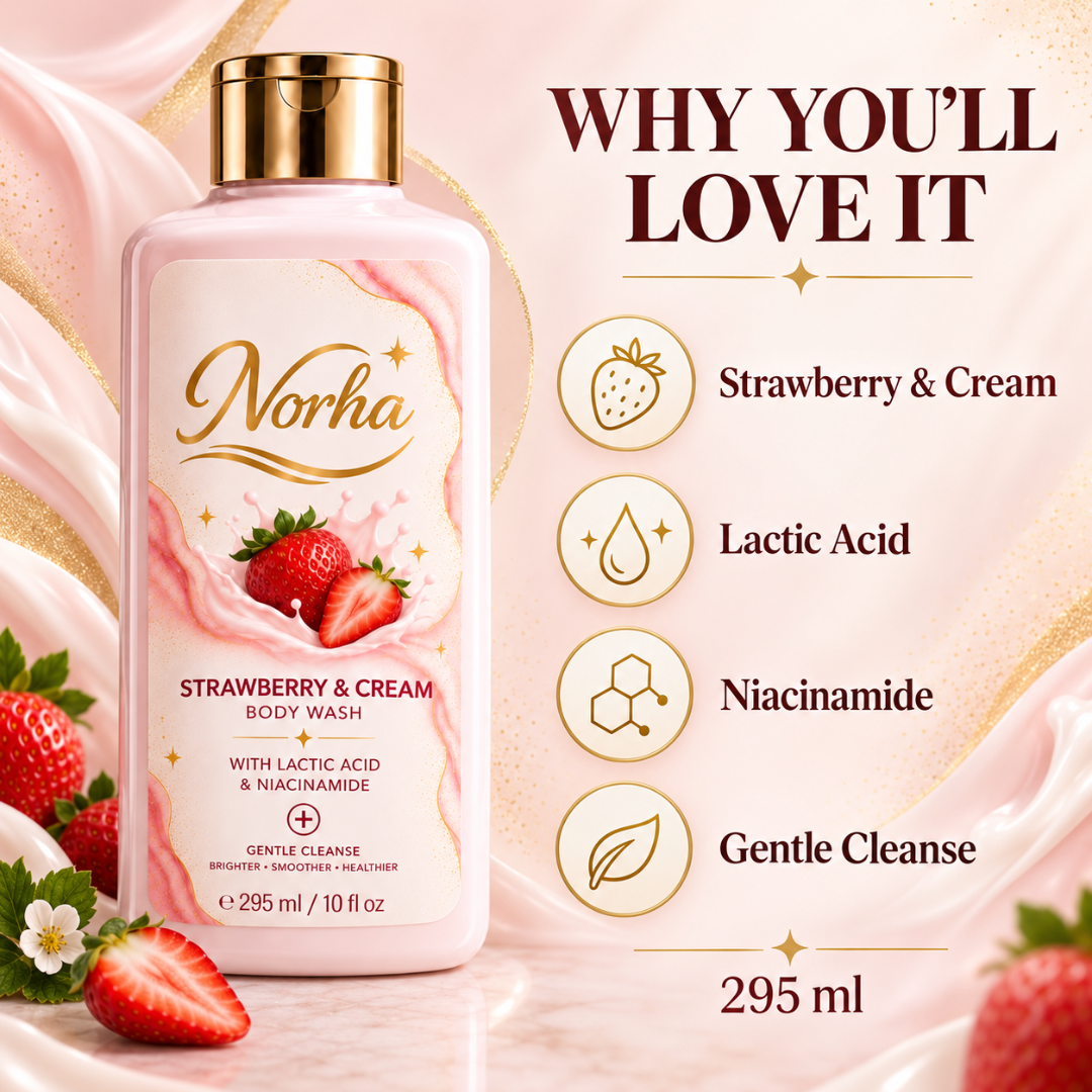 Norha Strawberry & Cream Body Wash | Nourishing Daily Cleanser